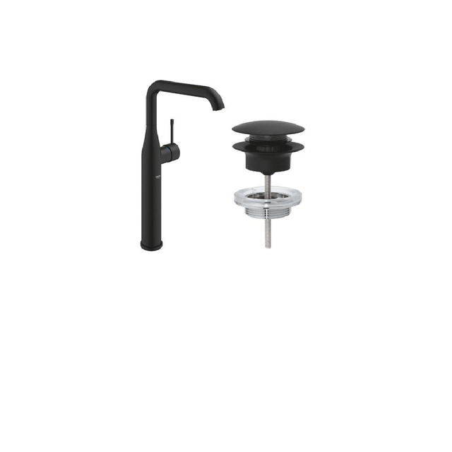 Grohe Eurosmart Wastafelmengkraan - XL-size - waste - push open - matte black SW1077352/SW1077334