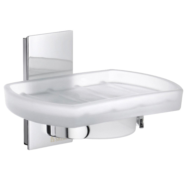 Smedbo Pool Zeepschaal - 12x8x9cm - wandmontage - chroom/mat glas ZK342