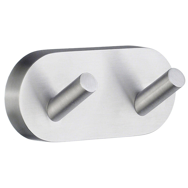 Smedbo Home Handdoekhaak - 9x4cm - dubbel - geborsteld chroom HS356