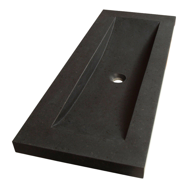 Saniclass Corestone small Meubelwastafel - 100x40x5cm - zonder overloop - wasbak midden - zonder kraangat - natuursteen - basalt 2855