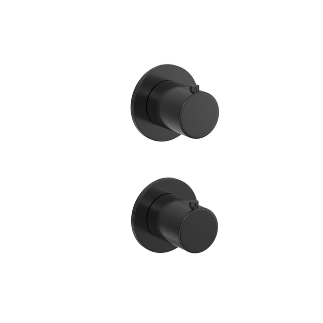 Hotbath COBBER Afbouwdeel - Inbouw thermostaat met 2-weg stop-omstel horizontaal en verticaal te monteren Geborsteld zwart PVD CB7009EXTMBP