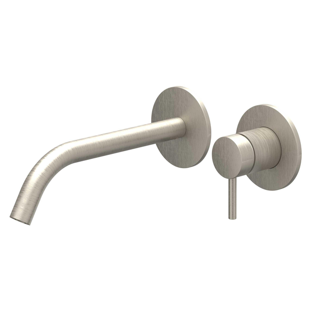 Goedkoopste IVY Bond Afbouwdeel - wastafelmengkraan - 2-gats - inbouw - wandmontage - gebogen uitloop - coldstart - Geborsteld nickel PVD 6100353