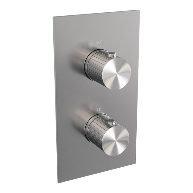 Brauer Stripe 3-weg Inbouwthermostaat - rechthoekig - in- en afbouwdelen - RVS-kleurig geborsteld PVD 5-NG-353