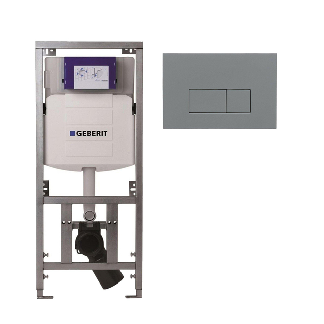 Geberit/Burda Geberit Inbouwreservoir - UP320 - QeramiQ push bedieningsplaat - dualflush - rechthoekige knoppen - kunststof licht grijs SW1102375 0701131