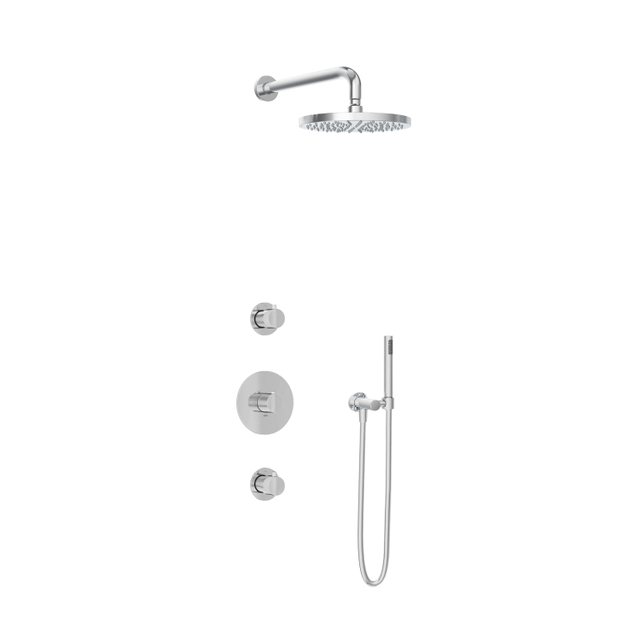 Hotbath Buddy IBS1 Regendoucheset - 2 stopkranen - 35cm wandarm - 25cm ronde hoofddouche - staafhanddouche - chroom IBS1CR4