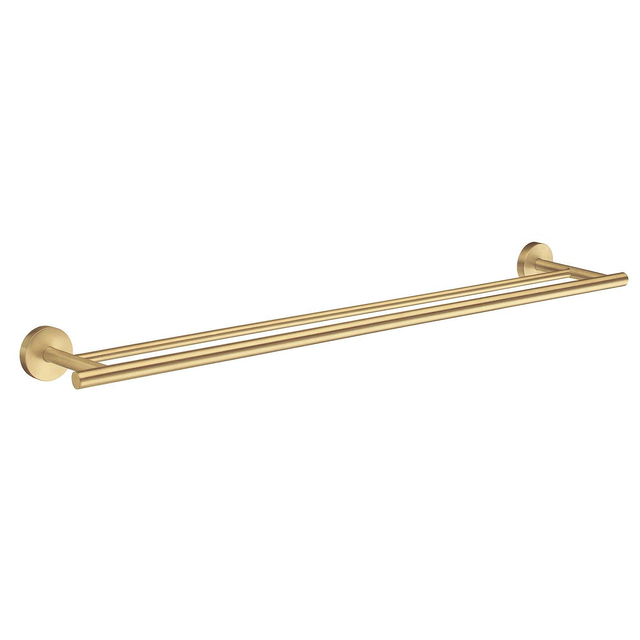 Smedbo Home Handdoekhouder - 65x12cm - dubbel - geborsteld messing HV3364