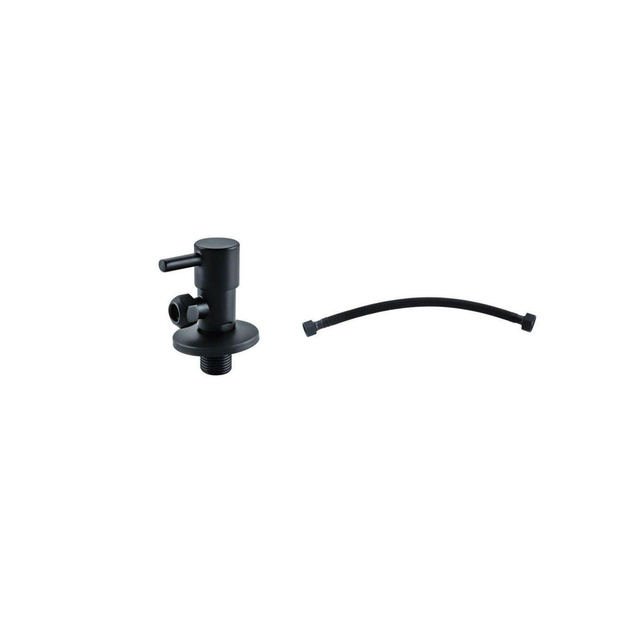 Fortifura Calvi Hoekstopkraan Met Flexibele Slang - 30cm slang - 1/2x3/8 - mat zwart SW769629/SW696221