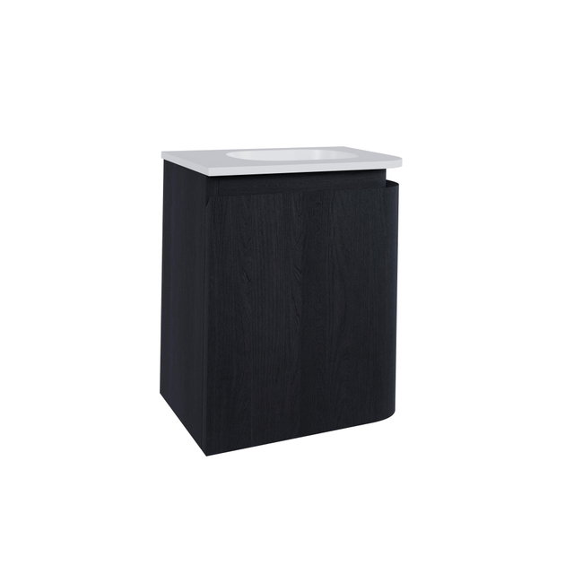 Thebalux Epoch Toiletmeubel - 36x35x41cm - ronding rechts - hoek links - 1 deur - Corian wastafel - zonder kraangat - Chocolate 9TT35134C