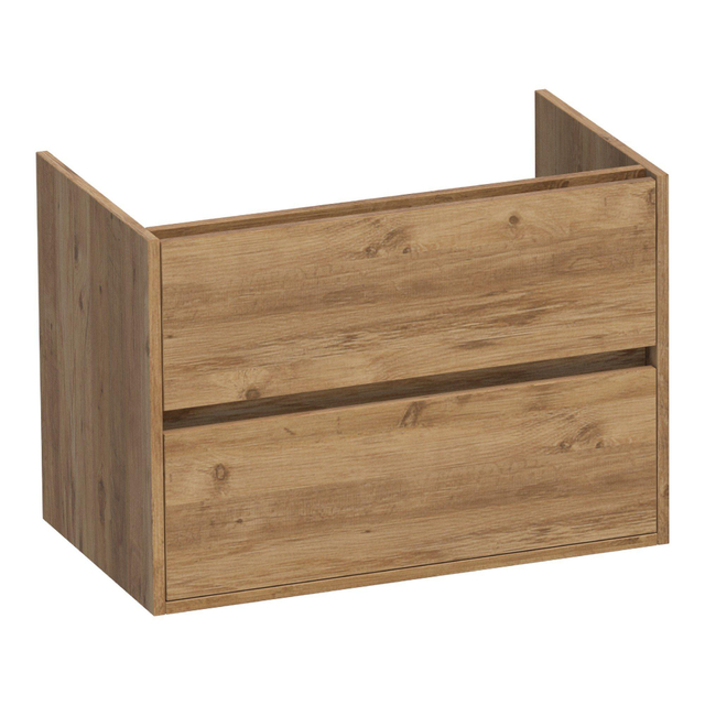 Saniclass Nexxt Wastafelonderkast - 80x46x55cm - 2 greeploze softclose lades - 1 sifonuitsparing - MFC - old castle 1703