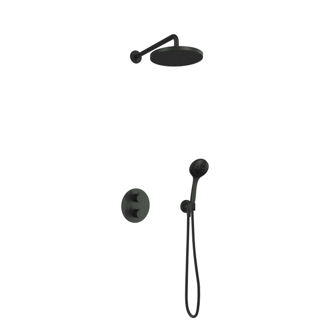 Hotbath Cobber IBS20A Regendoucheset inbouw - 35cm wandarm - 30cm ronde hoofddouche - 3 standen handdouche - nikkel geborsteld IBS20AGN15