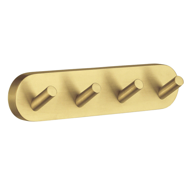 Smedbo Home Handdoekhaak - 18x4cm - 4 haken - geborsteld messing HV359