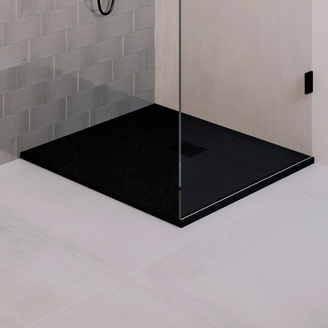 BRAUER Asteroid Douchebak 90x90 incl. antislip en antibacterieel mineraalmarmer mat zwart DB-AS9090MZ