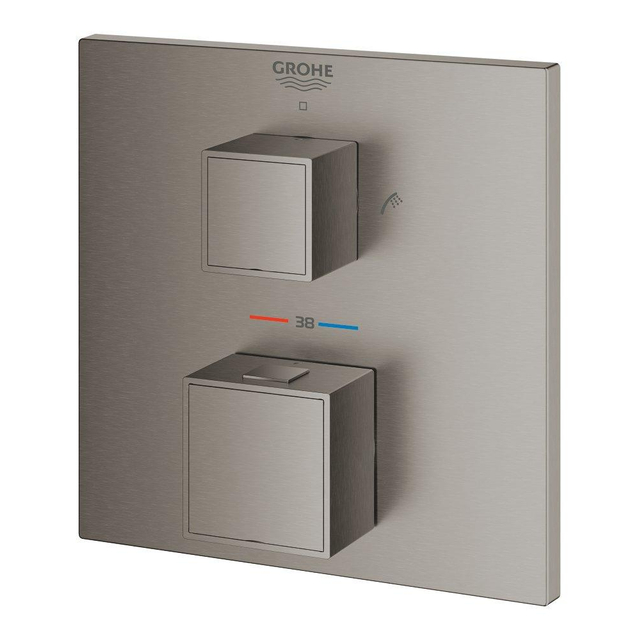 Grohe Grohtherm Cube Mengkraan inbouw 2 knoppen bad-douche brushed hard graphite 24155AL0