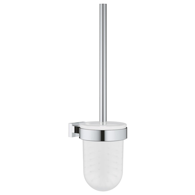 GROHE Essentials Cube closetborstelgarnituur met glazen inzet wandmodel chroom OUTLETSTORE 40513001