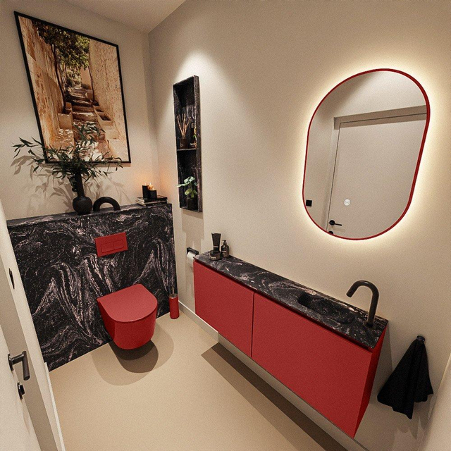 MONDIAZ TURE-DLUX 120cm toiletmeubel Fire. EDEN wastafel Lava positie rechts. Met 1 kraangat. TUREDX120FIRR1LAV