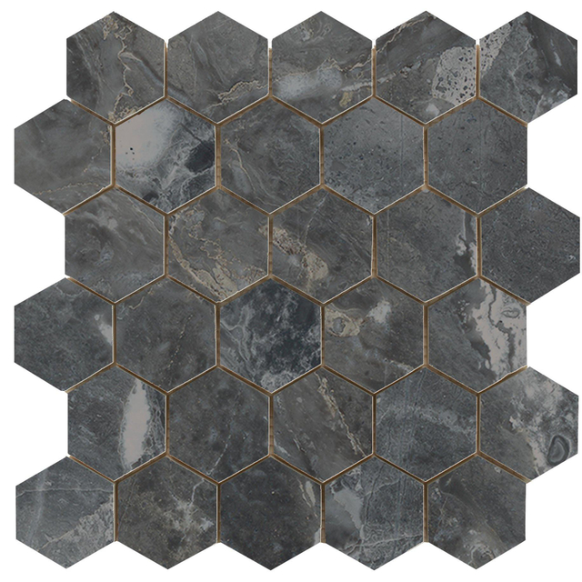 Cifre Ceramica Luxury wandtegel - 26.3x27.4cm - Natuursteen look - Dark gepolijst (zwart) SW07314667