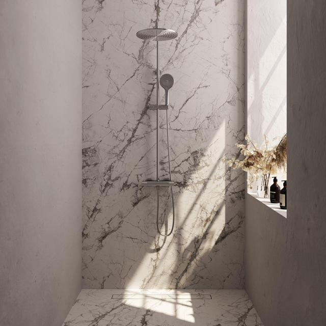 Brauer Brushed Carving Regendoucheset opbouw - hoofddouche 30cm - glijstang - handdouche rond 3 stand - carving knoppen - PVD - geborsteld RVS 5-NG-087-4