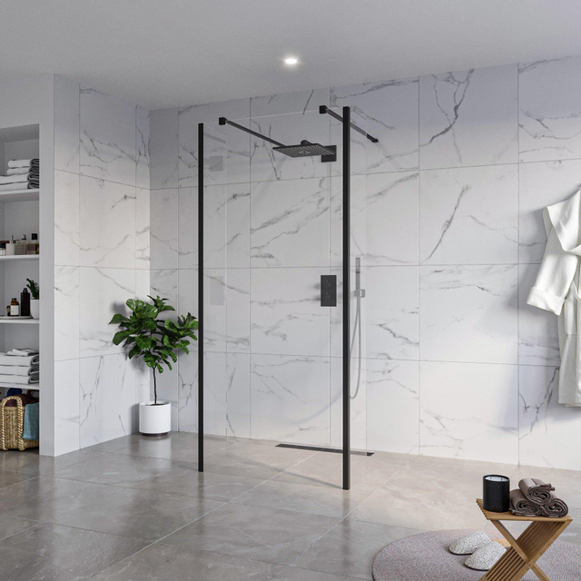 FortiFura Galeria Douche à l'italienne - 110x200cm - Clair - Bras plafond -  Blanc mat - SW915250/SW797906/SW804546 