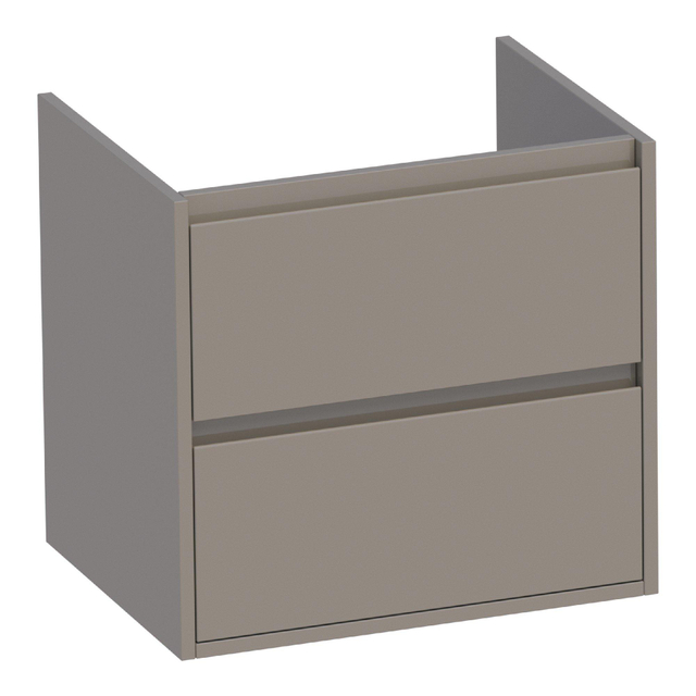 Saniclass New Future Wastafelonderkast - 60x46x55cm - 2 greeploze softclose lades - 1 sifonuitsparing - MDF - hoogglans taupe 1174