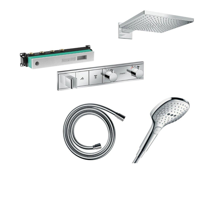Hansgrohe Raindance E Square Doucheset - hoofddouche - handdouche - douchekraan - doucheslang - inbouwdeel douchekraan - chroom 603236/GA20119/SW157192/SW157084/SW157096