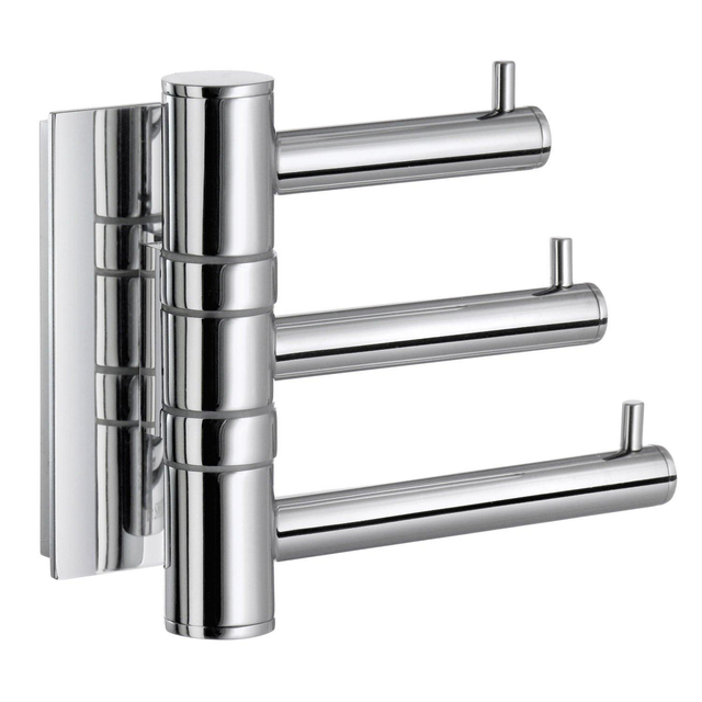 Smedbo Pool Handdoekhaak - 3 haken - draaibaar - chroom ZK327