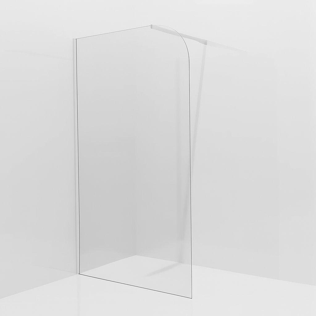 Fortifura Galeria Inloopdouche - 90x200cm - afgeronde glaswand - helder glas - wandarm - mat wit SW1245009/SW797906