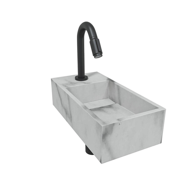 Wiesbaden Noble fonteinset links Solid surface 36x18x10cm marmer wit incl. Victoria luxe fonteinkraa