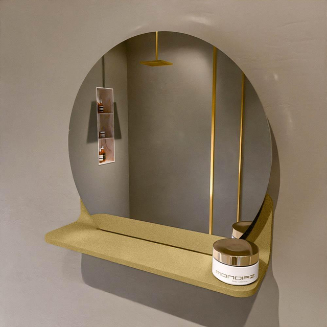 Mondiaz SPOT Badkamerspiegel - rond 40cm - spiegelplanchet - kleur Oro SPOTPLNCHT40ORO