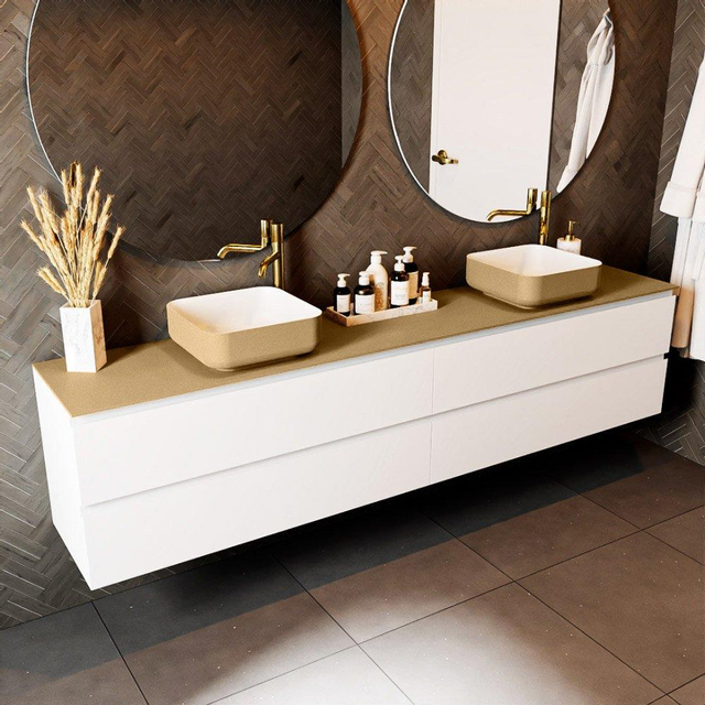 Mondiaz TOP 30 Topblad - 220x30x0.9cm - geschikt voor afdekplaat - Solid surface - Oro T30XIM49862Oro