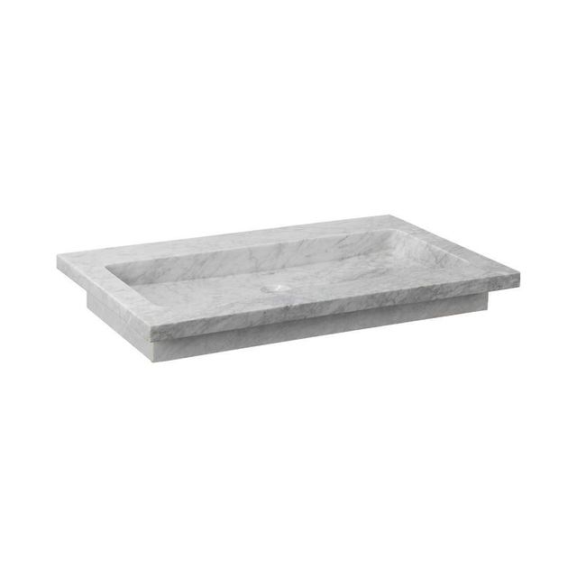Forzalaqua Nova wastafel 80.5x51.5x9.5cm Rechthoek 1 kraangat Natuursteen Carrara gepolijst 8010827