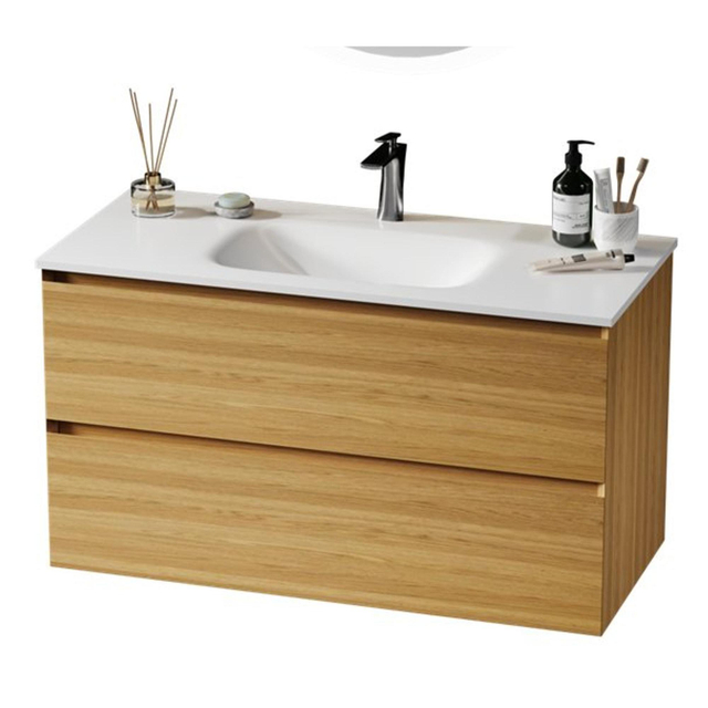 Saniclass Terra Wastafelonderkast - 100cm - 2 lades - sandwood