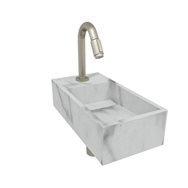 Wiesbaden Noble fonteinset links Solid surface 36x18x10cm marmer wit incl. Victoria luxe fonteinkraa