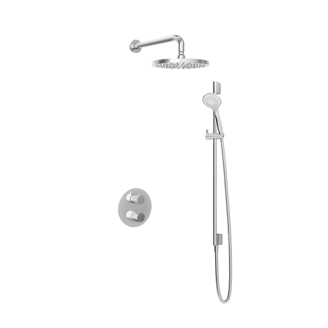 Hotbath Buddy IBS Regendoucheset - 2-weg-omstel - 35cm wandarm - 25cm ronde hoofddouche - 3 standen handdouche - glijstang - chroom IBS1ACR147