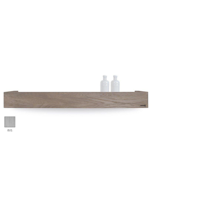 Looox Wood collection shelf BoX 90cm met bodemplaat rvs geborsteld eiken RVS geborsteld wshbox90rvs