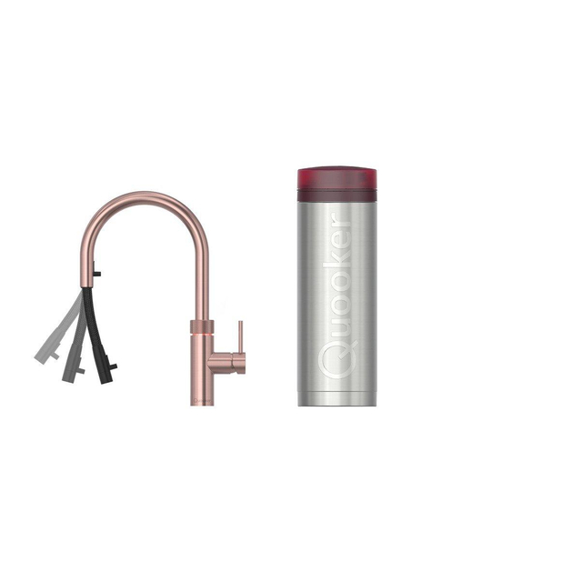 Quooker flex kokendwaterkraan draaibare & uittrekbare uitloop PRO3 reservoir Warm-kokend water rosé 