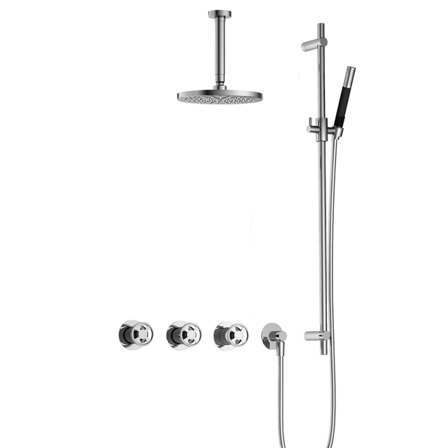 Hotbath Cobber IBSW70 Regendoucheset inbouw - 15cm plafondarm - 20cm ronde hoofddouche - staafhanddouche - glijstang - chroom IBSW70CR27
