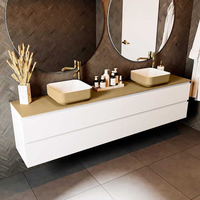 Mondiaz TOP 30 Topblad - 210x30x0.9cm - geschikt voor afdekplaat - Solid surface - Oro T30XIM49861Oro