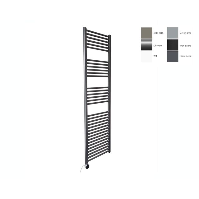 Sanicare electrische design radiator 172 x 45 cm. Gun metal met thermostaat chroom (rechtsonder) HRAEC451720/M