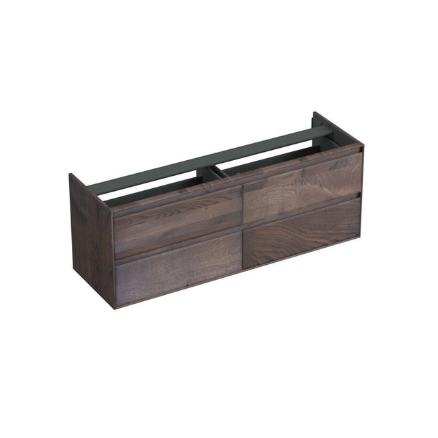 Forzalaqua Reno 2.0 wastafelonderkast 160x51x60cm met 4 softclose greeploze lades Massief Eiken Charcoal 8072260