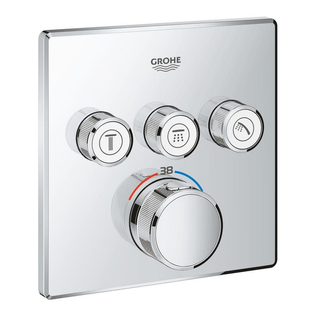 GROHE Grohtherm smartcontrol afdekset douchethermostaat met omstel 3x vierk.chr -mist afdekdopjes OUTLET UDEN 29126000