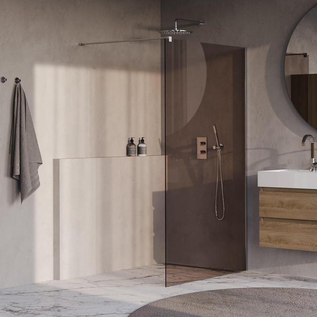 Brauer Oblivion Inloopdouche - 120x200cm - glascoating - brons glas - Chroom GS-OBI1B120200CE