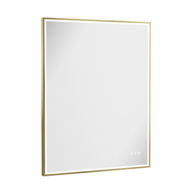 Crosswater MPRO spiegel met verlichting - 90x70cm - LED - verticaal/horizontaal - geborsteld messing (goud) MP7090F