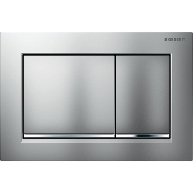 Geberit Omega30 bedieningplaat, 2-toets spoeling frontbediening voor toilet 21.2x14.2cm mat chroom 115080KN1