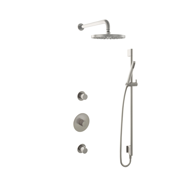 Hotbath Buddy IBS Regendoucheset - 35cm wandarm - 25cm ronde hoofddouche - staafhanddouche - glijstang - geborsteld nikkel IBS1GN47