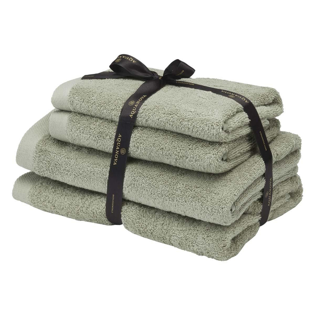Aquanova Rio - Handdoek bundel - GOTS KATOEN - 2x 50x100 + 2x 67x130 cm - Thyme (groen) RIOBUS-293