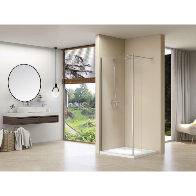 Van Rijn Products ST01 Vaste wand - 120x200cm - helder glas - dikte 8mm - met haaks deel - links en rechts ST01600120ZW