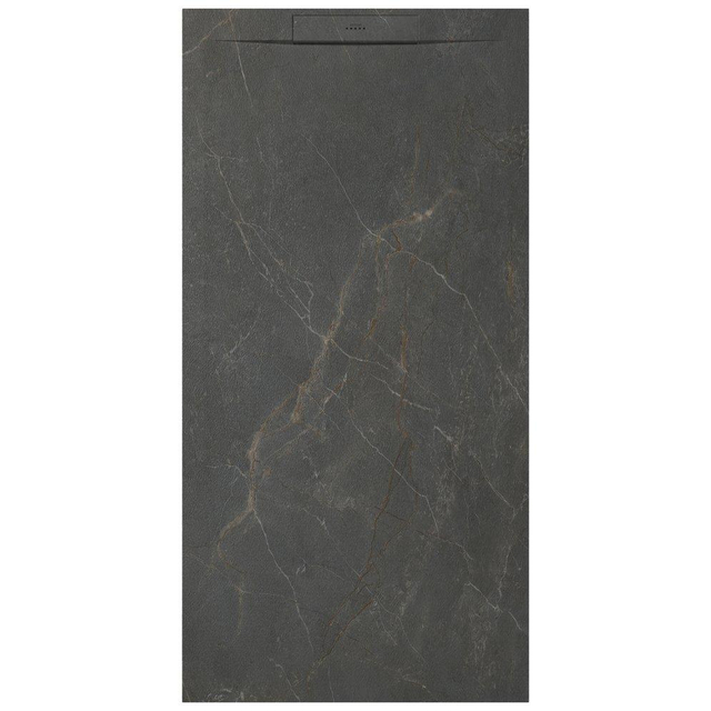 Zenon Essenza West Douchebak - 100x80cm - antislip - antibacterieel - mineraalmarmer - rechthoek - Mountain marmer (antraciet) 400000000000039830