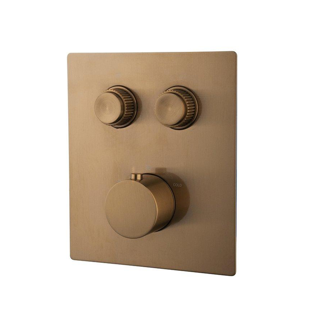 Wiesbaden Caral Klik Pro afbouwdeel inbouwthermostaat 2 weg geborsteld brons koper PVD 29.3426