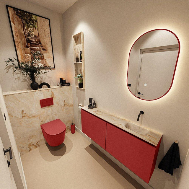 MONDIAZ TURE-DLUX 120cm toiletmeubel Fire. EDEN wastafel Frappe positie rechts. Zonder kraangat. TUREDX120FIRR0FRA