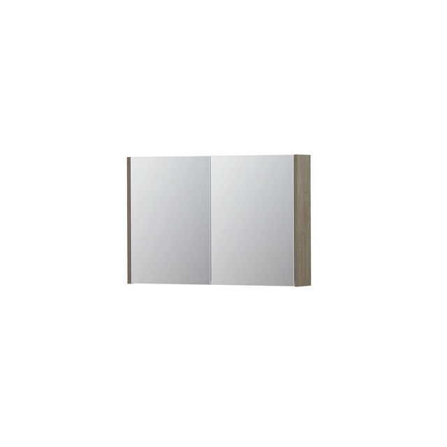 INK SPK1 Spiegelkast 90x14x60cm 2 deuren dubbelzijdige Spiegel schakelaar en stopcontact MFC Greige 